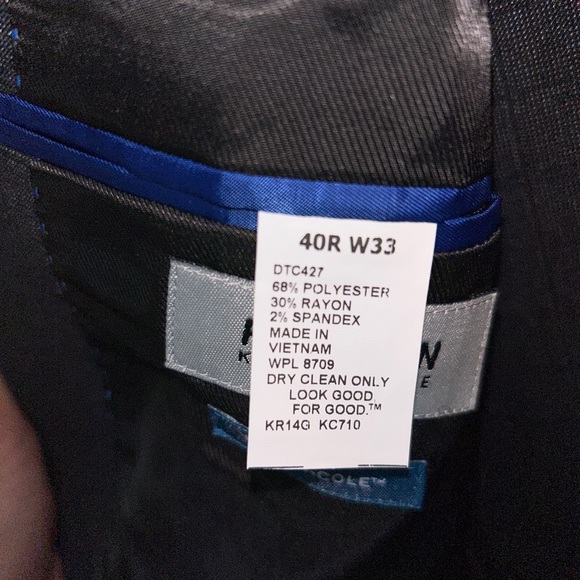 NWT Men's 40R Charcoal Plaid Kenneth Cole 2 Piece Suit - Picture 5 of 6